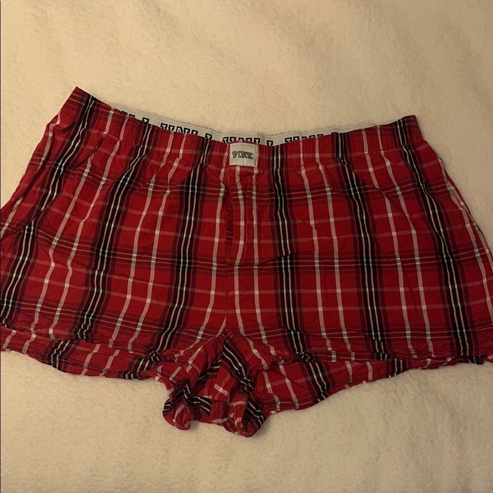 PINK Victoria's Secret Red Plaid Women's Boxer Shorts